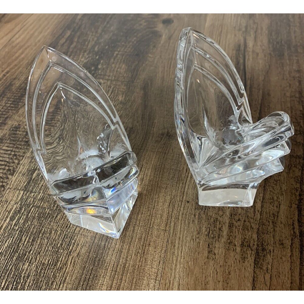 Mikasa Crystal Deco Chevron V-Shape Taper Candle Holder - Qty‎ 2